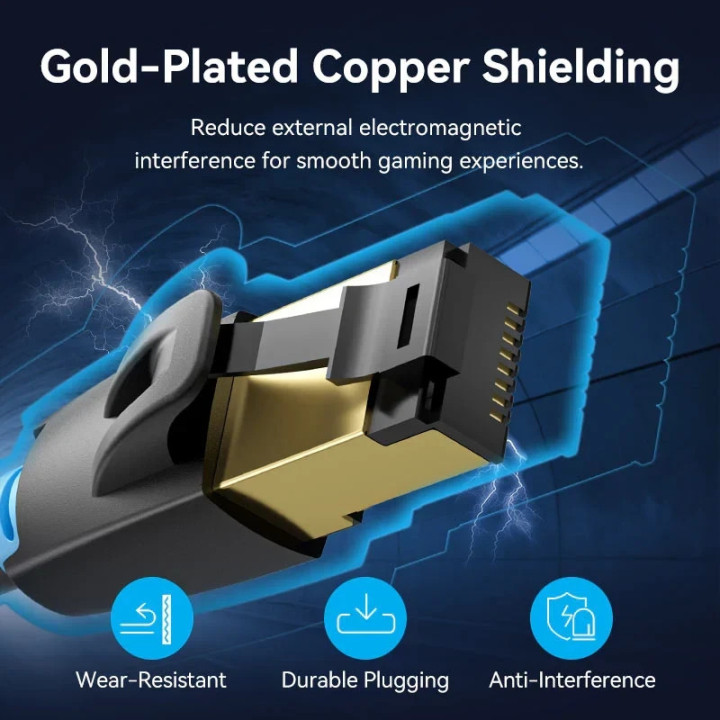 Кабел Vention SFTP Cat.8, 3.0m, 40Gbps, Черен - IKABI - 9