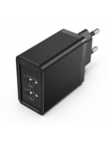 Бързо зарядно Vention Fast Charger 2 x QC3.0 18W Black - FBAB0