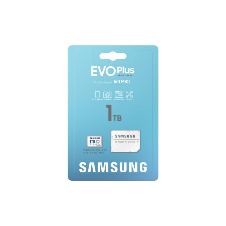 SD карта Samsung EVO+, 1TB microSDXC UHS-I 160MB/s с адаптер - MB-MC1T0SA/EU - 2