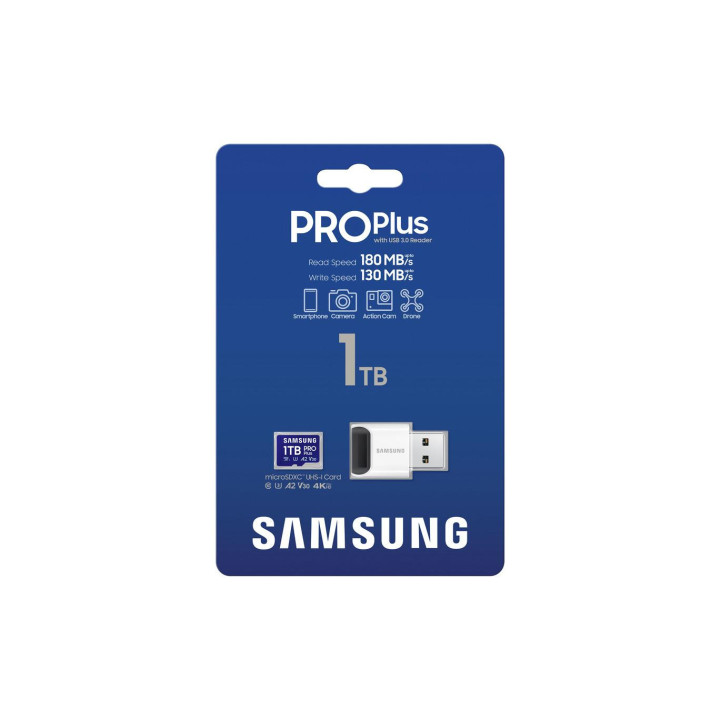 SD карта Samsung PRO Plus, 1TB microSDXC UHS-I Class 10 180MB/s - MB-MD1T0SB/WW - 5