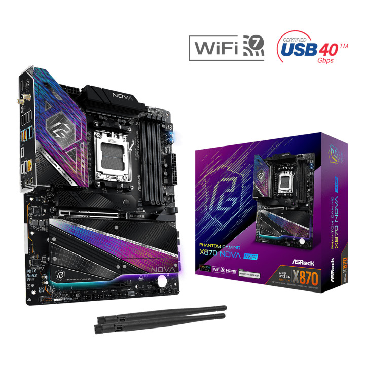 Дънна платка ASROCK X870 PG NOVA WIFI, Socket AM5, Чипсет AMD X870, DDR5, 4x M.2 слота - 1