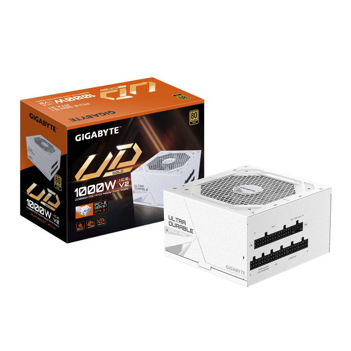 Модулно захранване Gigabyte UD1000GM PG5 V2 ICE, 1000W, 80+ Gold, PCIe 5.1 Ready - GP-UD1000GM PG5 V2 ICE - 1