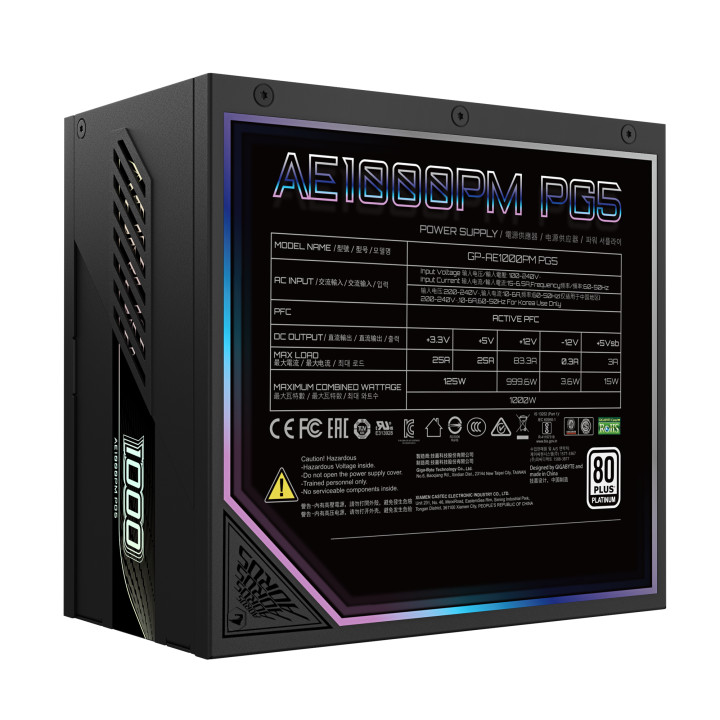 Модулно захранване Gigabyte AORUS ELITE P1000W, 1000W 80+ Platinum PCIe 5.0 - GP-AE1000PM PG5 - 6