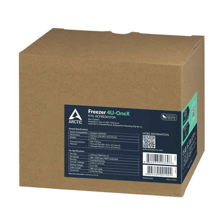 Охладител за процесор Arctic Freezer 4U-OneX, 2x120mm PWM, LGA 5964 - 7