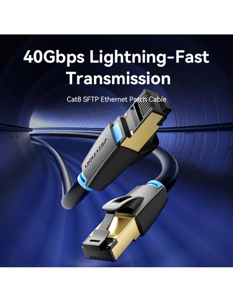 Кабел Vention LAN SFTP Cat.8, 5м, 40Gbps, Екраниран, Позлатени конектори - IKABJ - 2