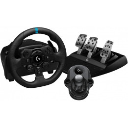 Геймърски волан LOGITECH G923, със скоростен лост, за PS4/PS5/PC, с кабел, USB, черен - 991-000531 - 1