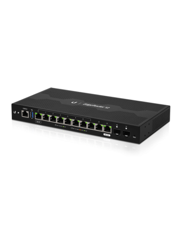 Мрежов рутер Ubiquiti EdgeRouter 12 ER-12, 12x Gigabit портове + 2x SFP, 4-ядрен MIPS64 1GHz, VPN IPSec, Desktop - 1