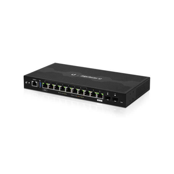 Мрежов рутер Ubiquiti EdgeRouter 12 ER-12, 12x Gigabit портове + 2x SFP, 4-ядрен MIPS64 1GHz, VPN IPSec, Desktop - 1