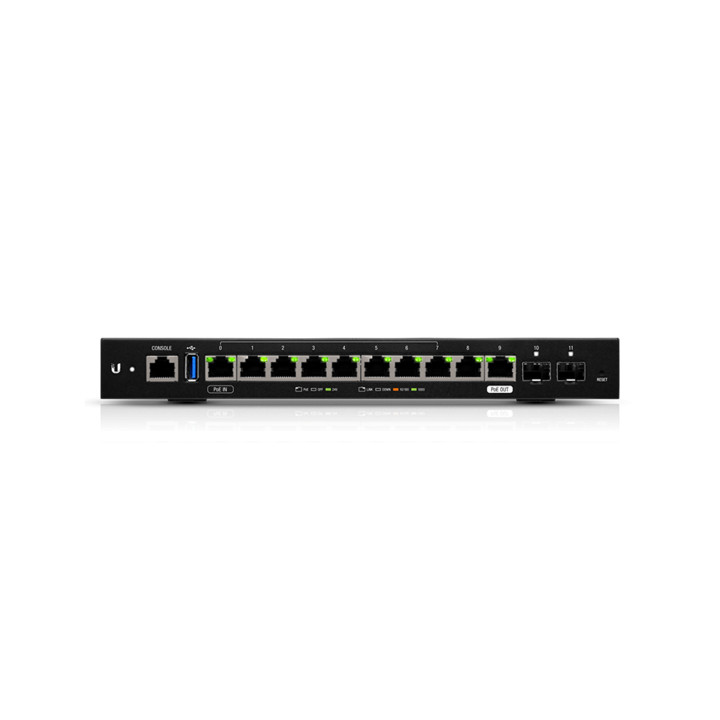 Мрежов рутер Ubiquiti EdgeRouter 12 ER-12, 12x Gigabit портове + 2x SFP, 4-ядрен MIPS64 1GHz, VPN IPSec, Desktop - 2
