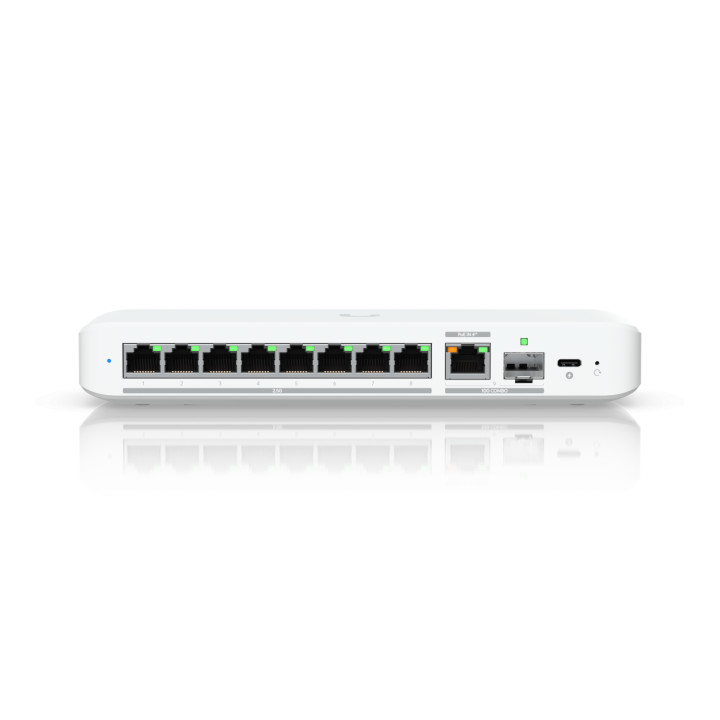 Мрежов комутатор Ubiquiti UniFi Switch Flex 8 2.5G, 8-портов Gigabit, 2.5G/1G/100M/10M, Пасивно охлаждане - USW-FLEX-2.5G-8 - 1