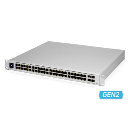 Управляем комутатор Ubiquiti USW-Pro-48-POE Gen2, 48x Gigabit RJ45 портове, 176 Gbps пропускна способност, Rackmount - 1