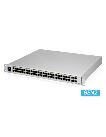 Управляем комутатор Ubiquiti USW-Pro-48-POE Gen2, 48x Gigabit RJ45 портове, 176 Gbps пропускна способност, Rackmount - 1
