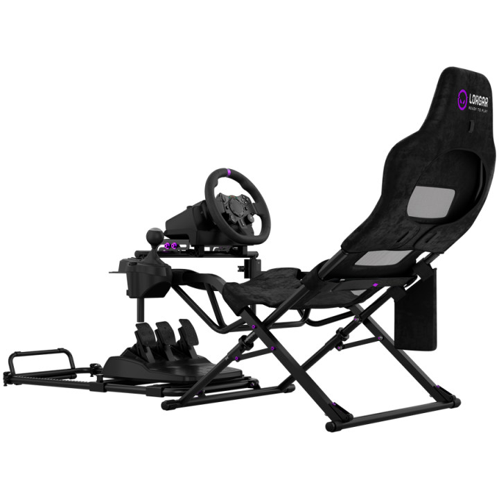 Геймърски стол Sim Racing Cockpit LORGAR FLEX RAF1, Сгъваем, 150x72x113 см, с поддръжка на direct drive волани и монтажи за shif