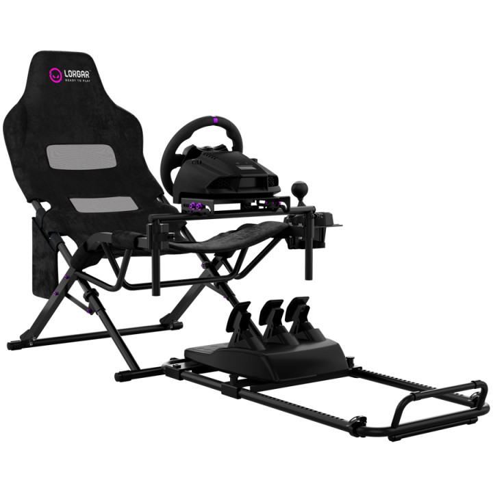 Геймърски стол Sim Racing Cockpit LORGAR FLEX RAF1, Сгъваем, 150x72x113 см, с поддръжка на direct drive волани и монтажи за shif