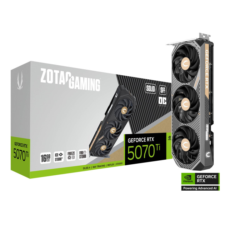Видео карта ZOTAC GAMING RTX 5070 TI Solid SFF OC 16GB GDDR7, 256 bit - ZT-B50710J3-10P - 1