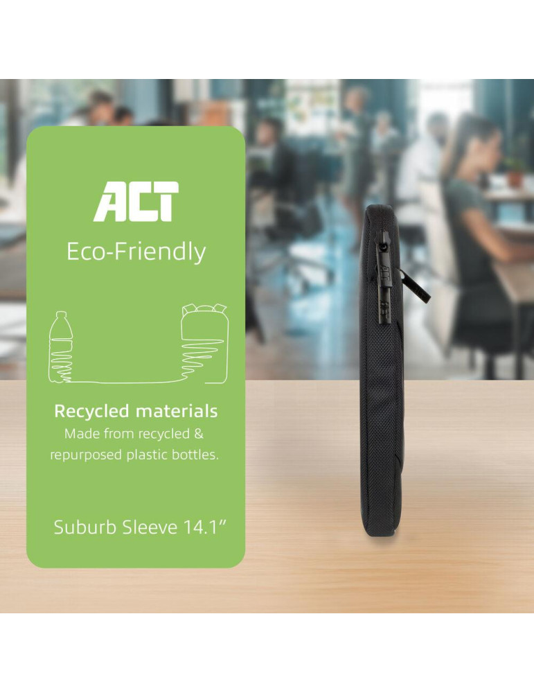 Калъф за лаптоп ACT Suburb, 14.1", Полиестер, Черен - AC8580 - 5