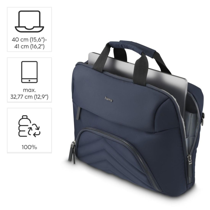 Чанта за лаптоп HAMA Premium Lightweight, 15.6"-16.2", Полиестер, Тъмносиня - HAMA-222042 - 2