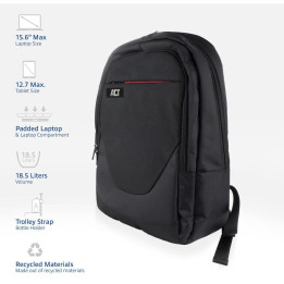 Раница за лаптоп ACT Suburb, 15.6", 18.5L, Черна - AC8565 - 1