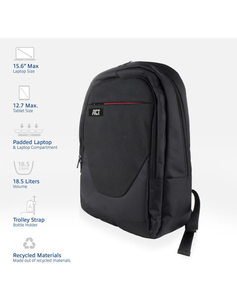 Раница за лаптоп ACT Suburb, 15.6", 18.5L, Черна - AC8565 - 1