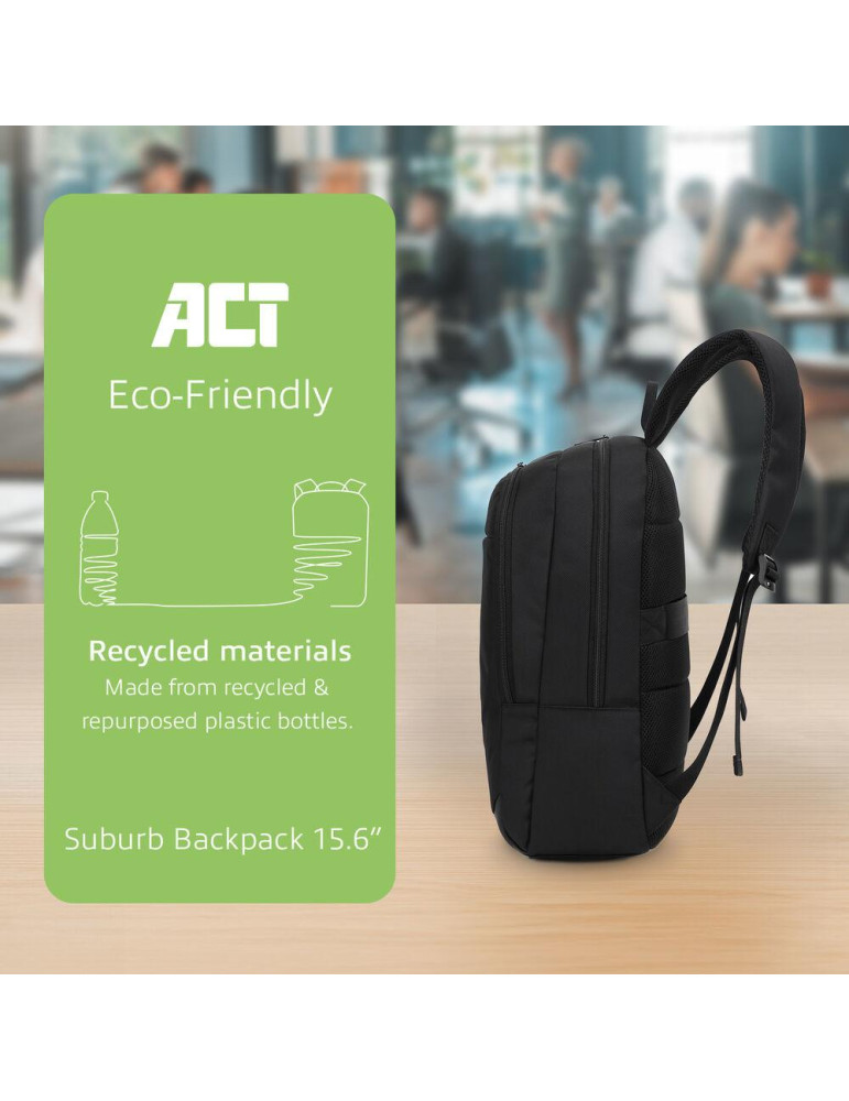 Раница за лаптоп ACT Suburb, 15.6", 18.5L, Черна - AC8565 - 5