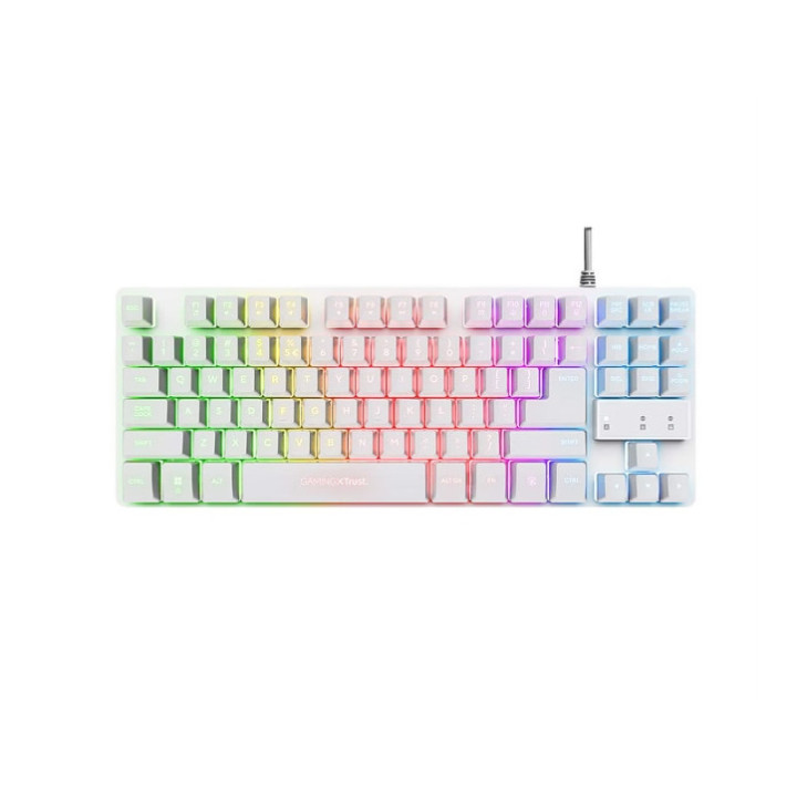 Геймърска механична клавиатура TRUST GXT833 Thado TKL, White, RGB подсветка, USB-A 2.0 - 25894 - 2