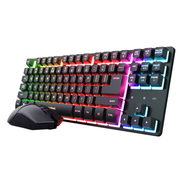 Комплект безжична геймърска клавиатура и мишка TRUST GXT832 Thado, Black - 25982 - 1