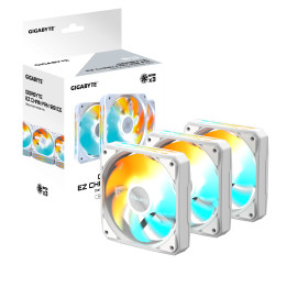 Комплект вентилатори GIGABYTE AORUS EZ CHAIN FAN 120 ICE, 120x120x25mm, 500-2200 RPM, 4 PIN - GP-GBT EZFAN1203 ICE - 1