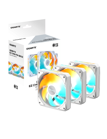 Комплект вентилатори GIGABYTE AORUS EZ CHAIN FAN 120 ICE, 120x120x25mm, 500-2200 RPM, 4 PIN - GP-GBT EZFAN1203 ICE - 1