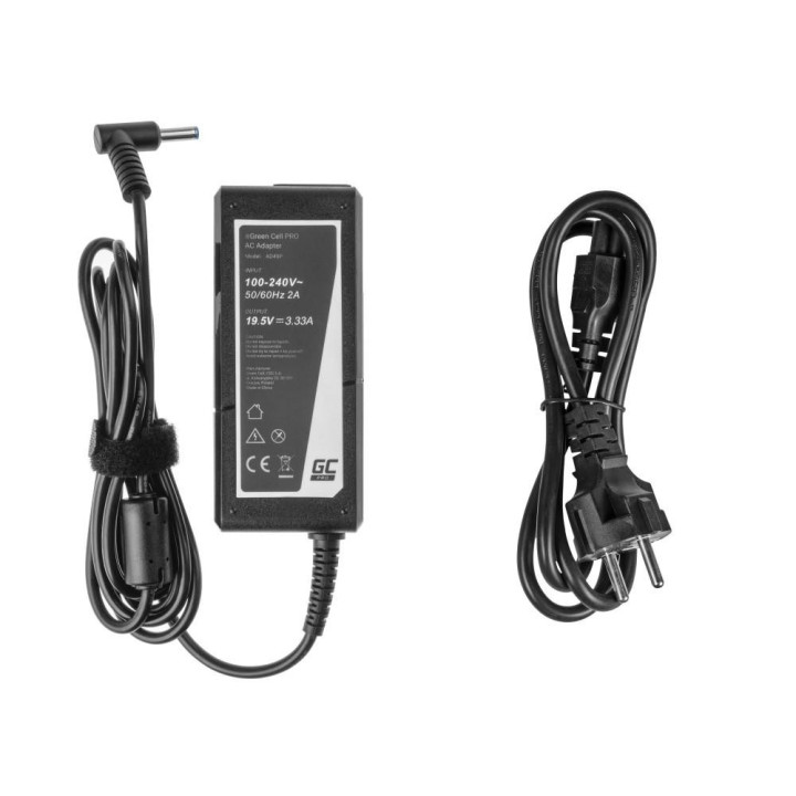 Зарядно устройство Green Cell за HP лаптопи , 19.5V 3.33A 65W за HP - GC-AD49P-HP-19V-3.33A - 3