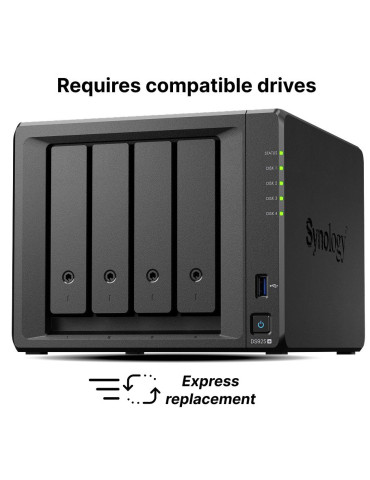 Мрежов сторидж Synology DS925+, 4 диска, AMD Ryzen V1500B, 4GB DDR4 - DS925+ - 1