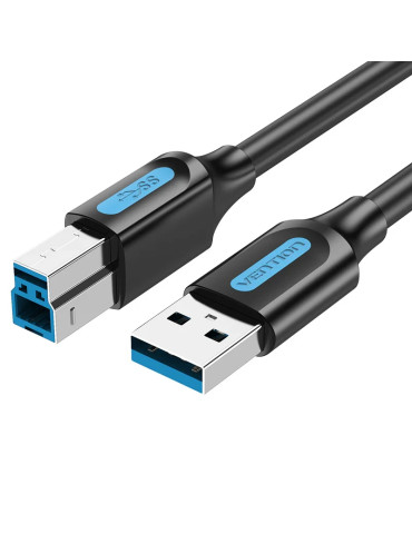 Кабел Vention, USB 3.0 Type A (M) / USB 3.0 Type B (M), 0.5m, Черен, Екраниран, 5Gb/s - COOBD - 1