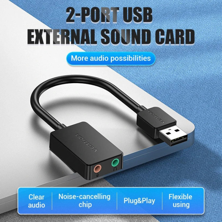 Външна звукова карта Vention CDYB0, USB 2.0, 3.5mm аудио/микрофон - CDYB0 - 5