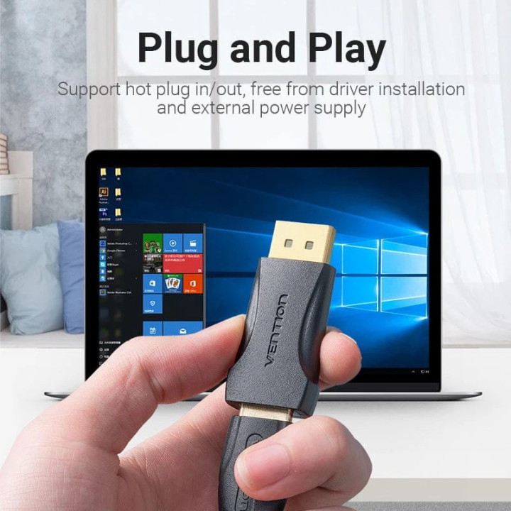 Преходник Vention, DisplayPort (M) към HDMI (F), позлатени конектори, екраниран - HBOB0 - 2