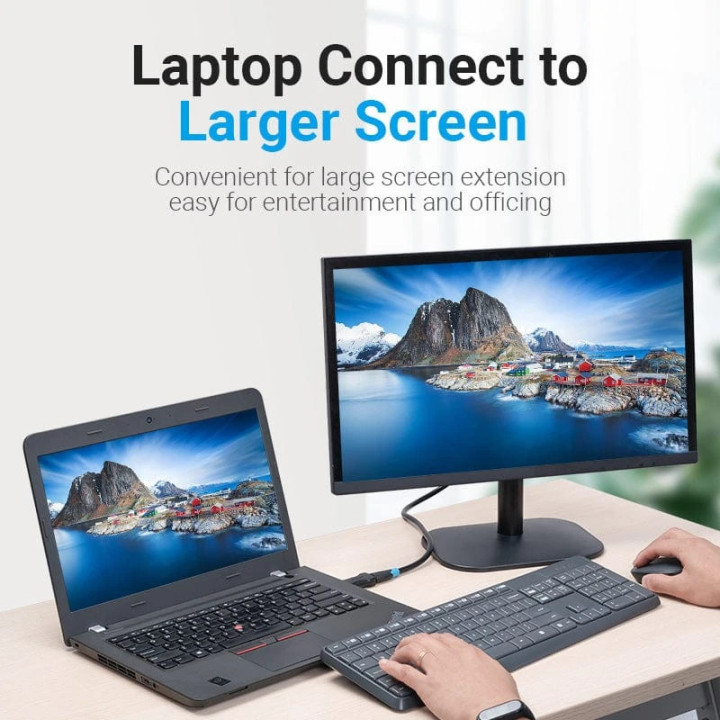 Преходник Vention, DisplayPort (M) към HDMI (F), позлатени конектори, екраниран - HBOB0 - 7