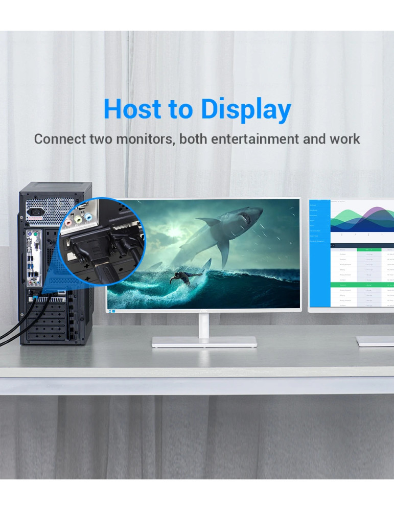 Преходник Vention, DVI 24+1 Мъжски към HDMI Женски, Екраниран, Позлатени конектори - ECDB0 - 6