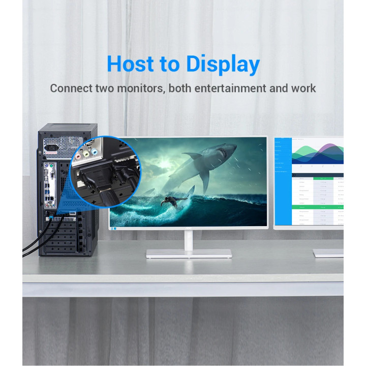 Преходник Vention, DVI 24+1 Мъжски към HDMI Женски, Екраниран, Позлатени конектори - ECDB0 - 6