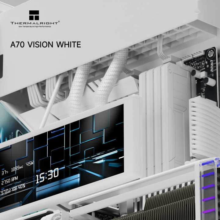 Кутия за компютър Thermalright TR-A70 Vision White, ATX Middle Tower, 9.16" LCD дисплей, USB-C - TR-A70-VISION-WH - 6