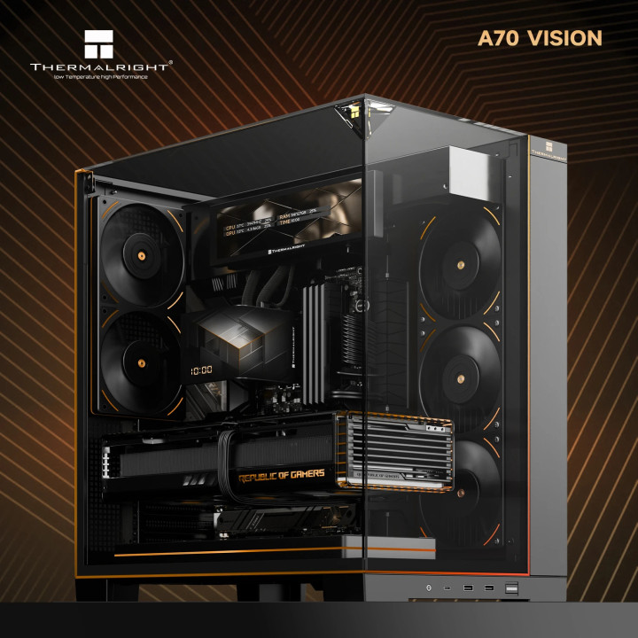 Кутия за компютър Thermalright TR-A70 Vision Black, 9.16" LCD Display, ATX Middle Tower - TR-A70-VISION-BK - 3