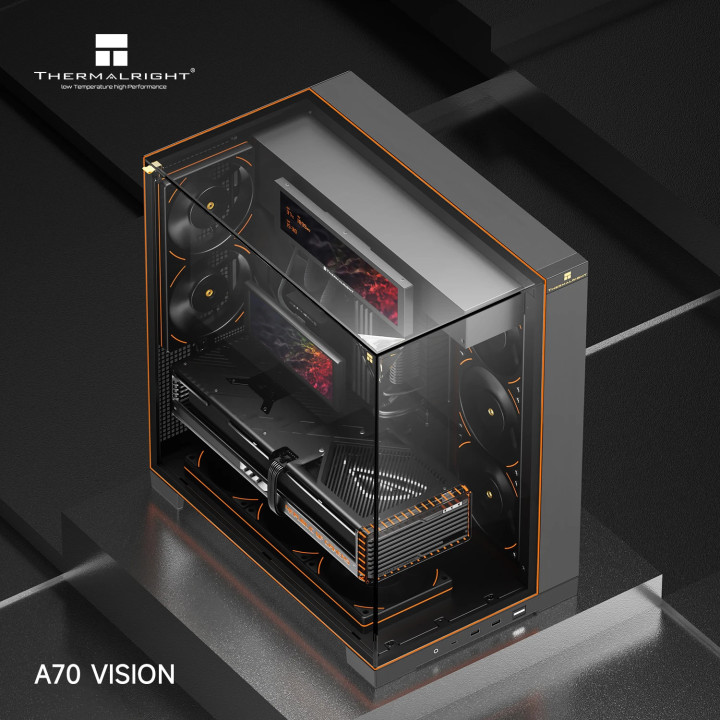 Кутия за компютър Thermalright TR-A70 Vision Black, 9.16" LCD Display, ATX Middle Tower - TR-A70-VISION-BK - 5