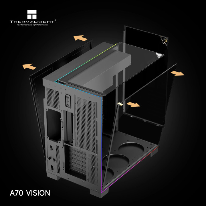 Кутия за компютър Thermalright TR-A70 Vision Black, 9.16" LCD Display, ATX Middle Tower - TR-A70-VISION-BK - 6