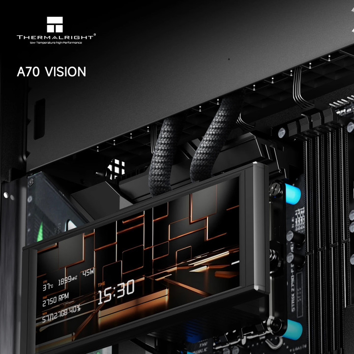 Кутия за компютър Thermalright TR-A70 Vision Black, 9.16" LCD Display, ATX Middle Tower - TR-A70-VISION-BK - 7