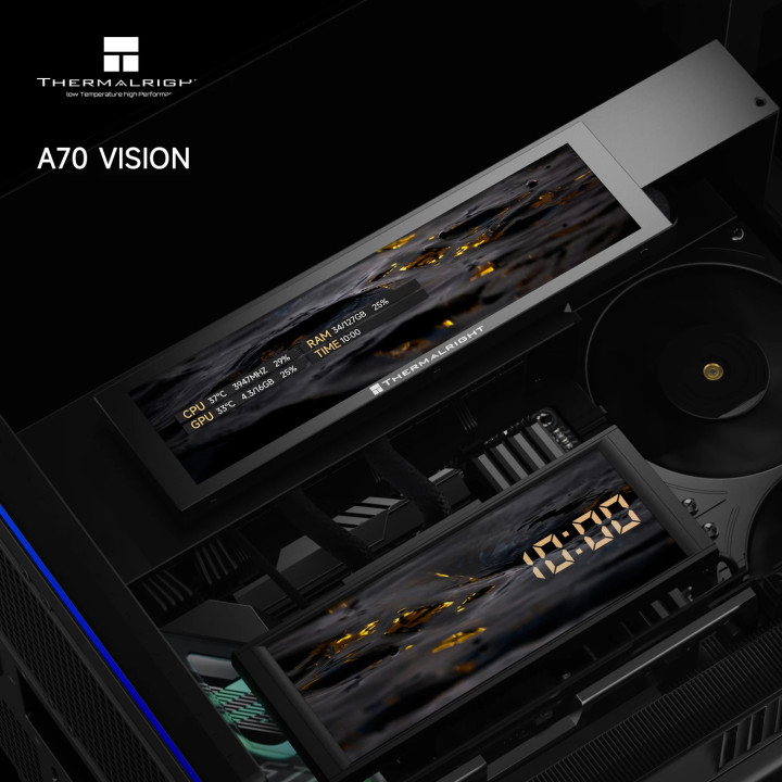 Кутия за компютър Thermalright TR-A70 Vision Black, 9.16" LCD Display, ATX Middle Tower - TR-A70-VISION-BK - 8