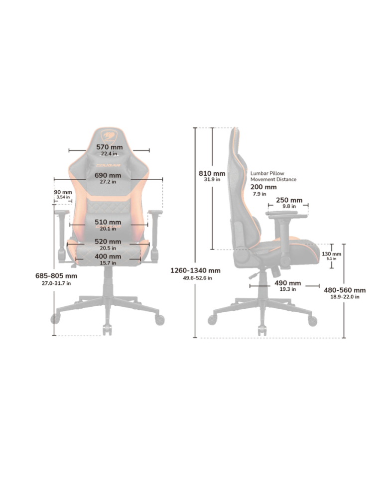 Гейминг стол COUGAR Armor One V2 Black F - CGR-A2F-BLB - 8