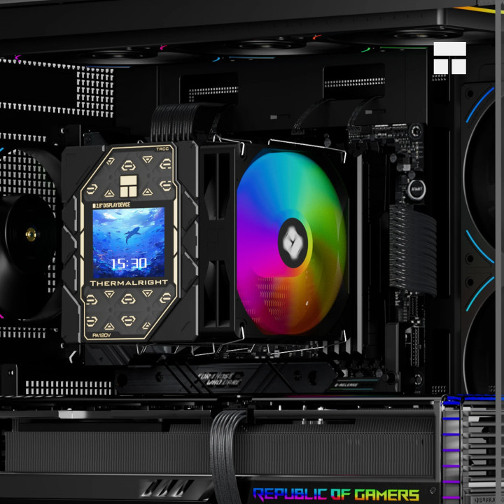 Охладител за процесор Thermalright Peerless Assassin 120 Vision ARGB, Dual-Tower, 2.8" LCD дисплей, LGA1851/AM5 - PEERLESS-ASSAS