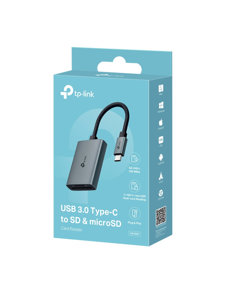 Четец на карти TP-Link UA430C, USB 3.0 Type-C, SD/microSD - UA430C - 10