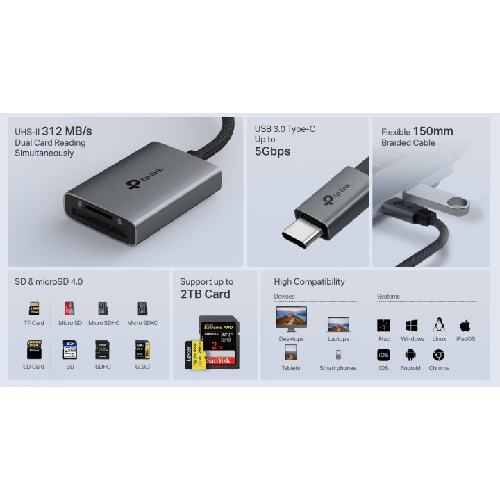 Четец на карти USB TP-Link UA440C, SD/microSD - UA440C - 6