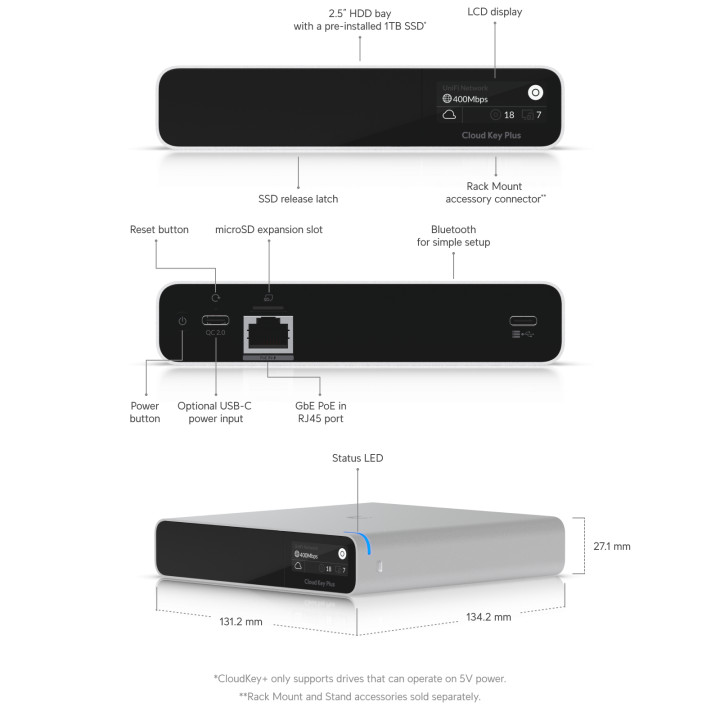 Контролер Ubiquiti UniFi CloudKey+ UCK-G2-SSD - 5