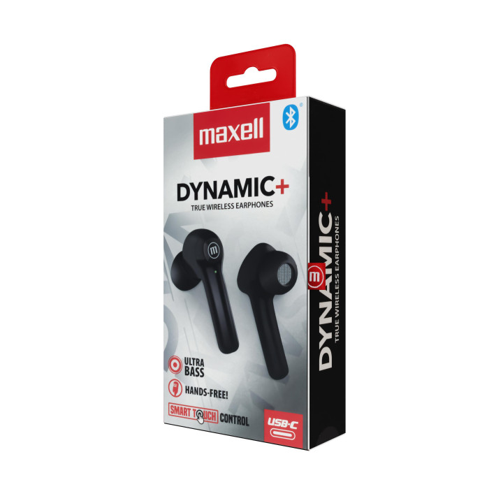 Bluetooth слушалки-тапи с докинг кутийка MAXELL Dynamic, True Wireless, черен - ML-AH-TWS-DYNAMIC-BK