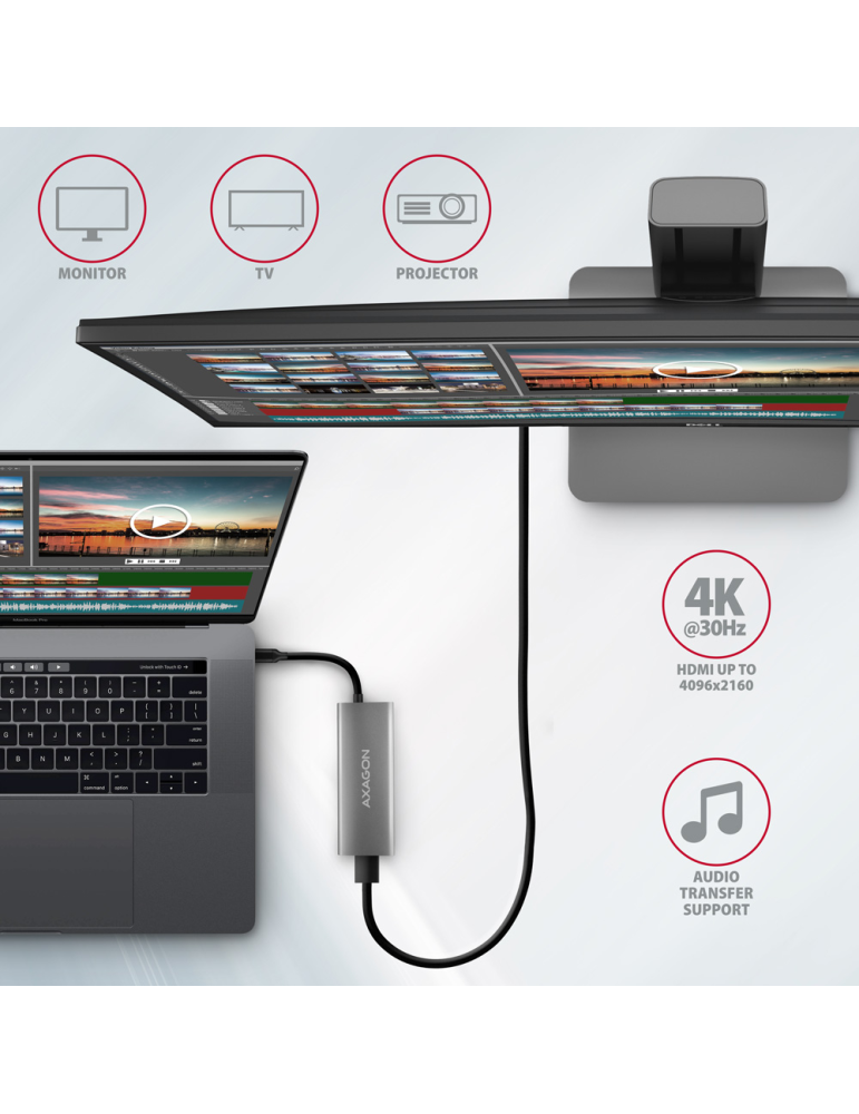 Докинг станция AXAGON HMC-5G21 SPEEDSTER 5in1, 2x USB-A 3.2 Gen 2 + 2x USB-C 3.2 Gen 2 + HDMI 4K/30Hz, PD 60W - 5