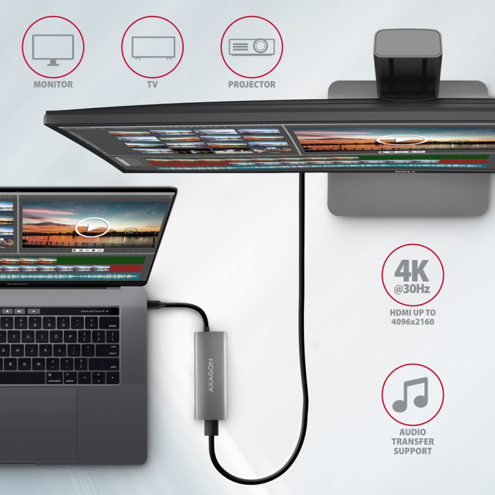 Докинг станция AXAGON HMC-5G21 SPEEDSTER 5in1, 2x USB-A 3.2 Gen 2 + 2x USB-C 3.2 Gen 2 + HDMI 4K/30Hz, PD 60W - 5